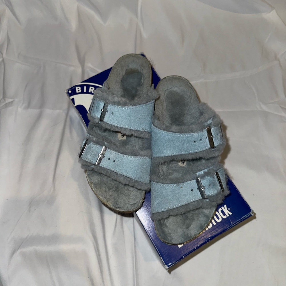 Birkenstock Blue Sandals with Fur